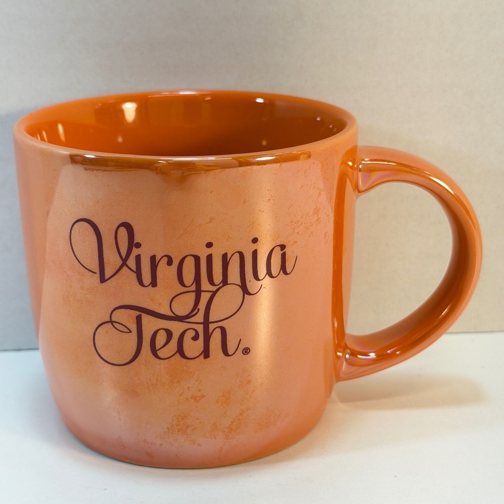 Virginia Tech Hokies VT Coffee Mug Tea Cup Orange Iridescent Script Logo NCAA